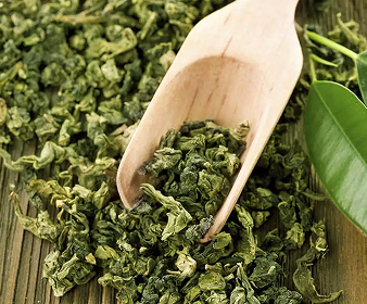 Folhas de chá verde.